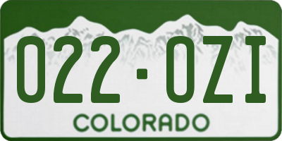 CO license plate 022OZI