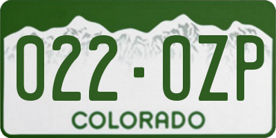 CO license plate 022OZP