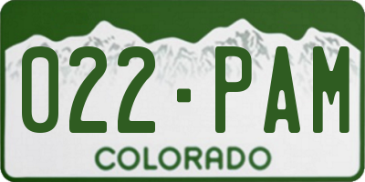CO license plate 022PAM