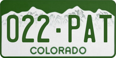 CO license plate 022PAT