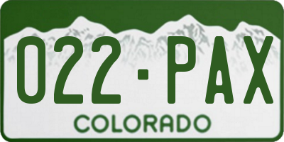 CO license plate 022PAX