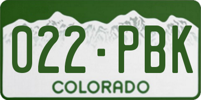 CO license plate 022PBK