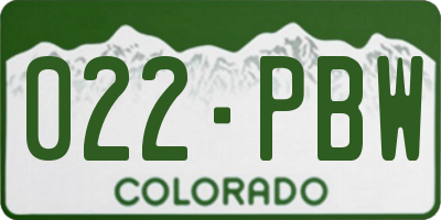 CO license plate 022PBW