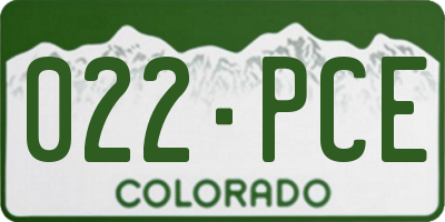 CO license plate 022PCE