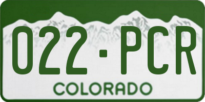CO license plate 022PCR