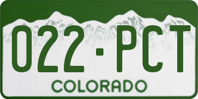 CO license plate 022PCT