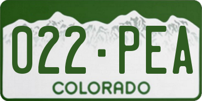 CO license plate 022PEA
