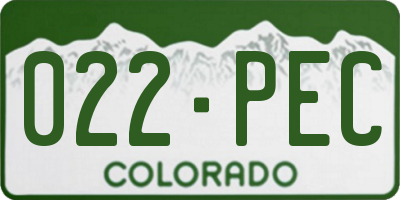 CO license plate 022PEC