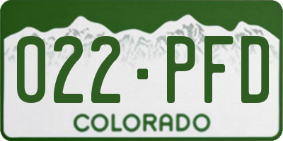 CO license plate 022PFD