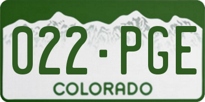 CO license plate 022PGE