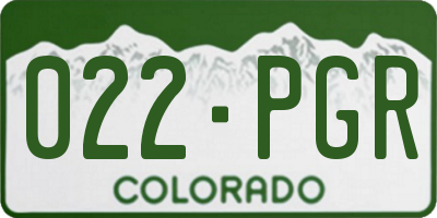 CO license plate 022PGR