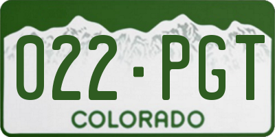 CO license plate 022PGT