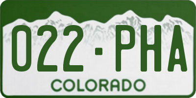 CO license plate 022PHA