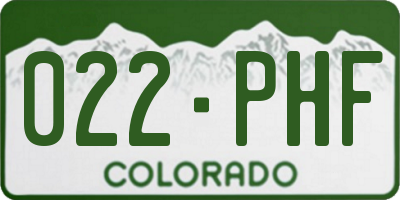 CO license plate 022PHF