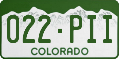 CO license plate 022PII