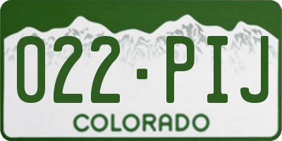 CO license plate 022PIJ