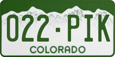 CO license plate 022PIK