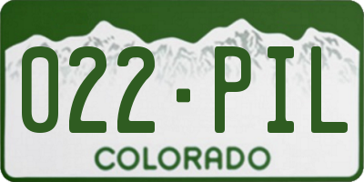 CO license plate 022PIL