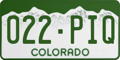 CO license plate 022PIQ
