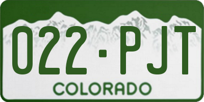 CO license plate 022PJT