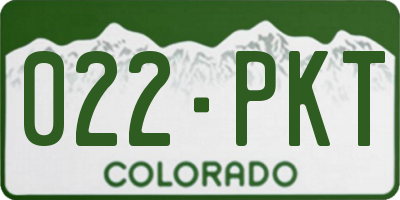 CO license plate 022PKT