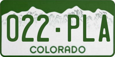 CO license plate 022PLA
