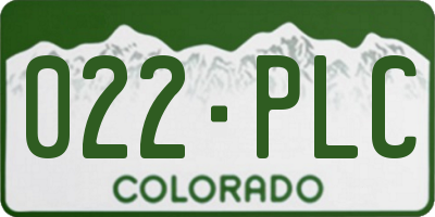 CO license plate 022PLC