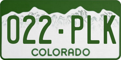 CO license plate 022PLK