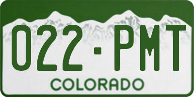 CO license plate 022PMT