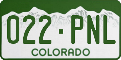 CO license plate 022PNL