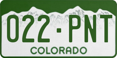 CO license plate 022PNT