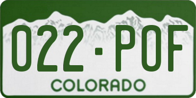 CO license plate 022POF