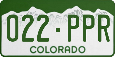 CO license plate 022PPR
