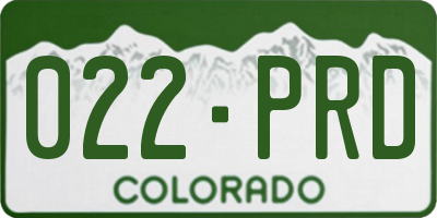 CO license plate 022PRD