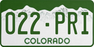 CO license plate 022PRI