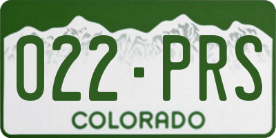 CO license plate 022PRS