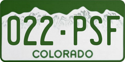 CO license plate 022PSF