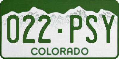 CO license plate 022PSY