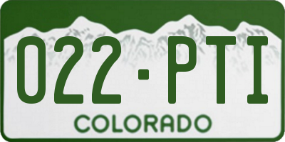 CO license plate 022PTI