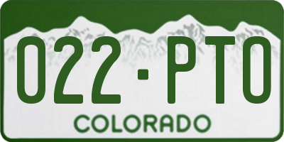 CO license plate 022PTO