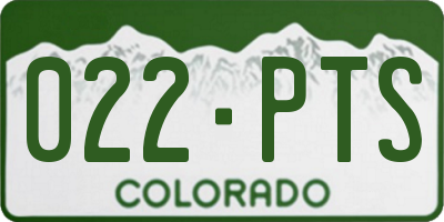 CO license plate 022PTS