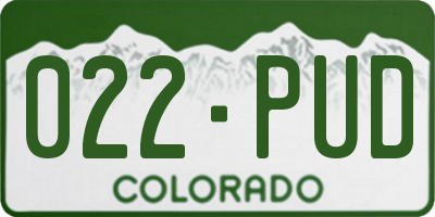 CO license plate 022PUD