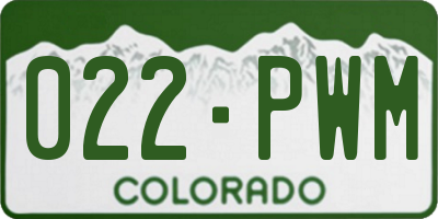 CO license plate 022PWM