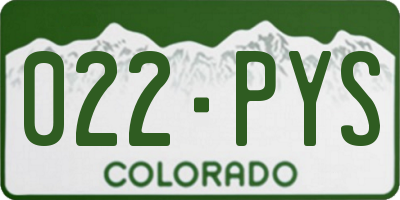 CO license plate 022PYS