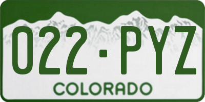 CO license plate 022PYZ