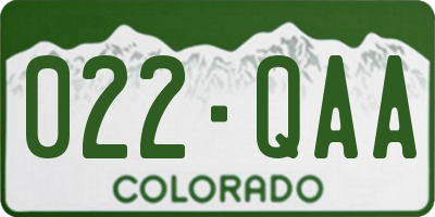 CO license plate 022QAA