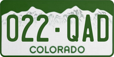 CO license plate 022QAD