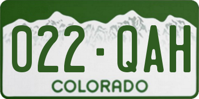 CO license plate 022QAH