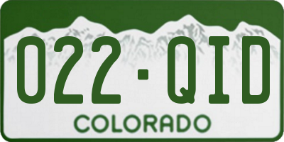 CO license plate 022QID
