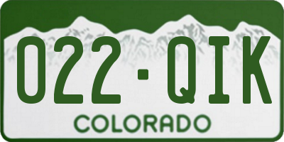 CO license plate 022QIK
